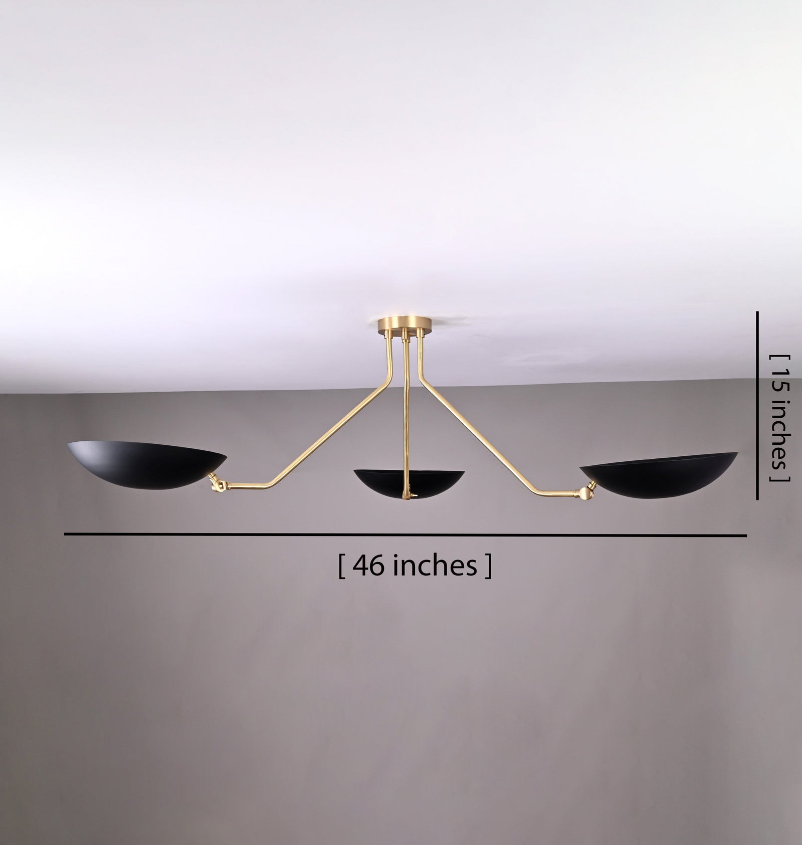 Size guide for Berlin Discus  - Flush Mount Uplifting Pendant Chandelier - 3 Lights - 32483