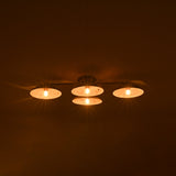 Ceiling light fixture with four bulbs on a dark background