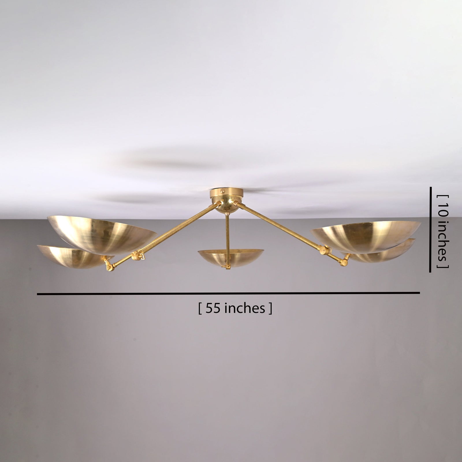 Size guide for Tokyo Discus  - Flush Mount Uplifting Ceiling Chandelier - 5 Lights - 32459