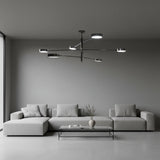 6-light 3-arm LED chandelier with wide balanced layout, central vertical stem, and bright downward illumination