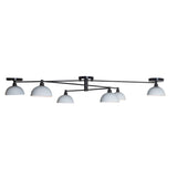 Horizontal 6-Light Black and Brass Ceiling Chandelier with Dome Shades | Contemporary Brass Lighting