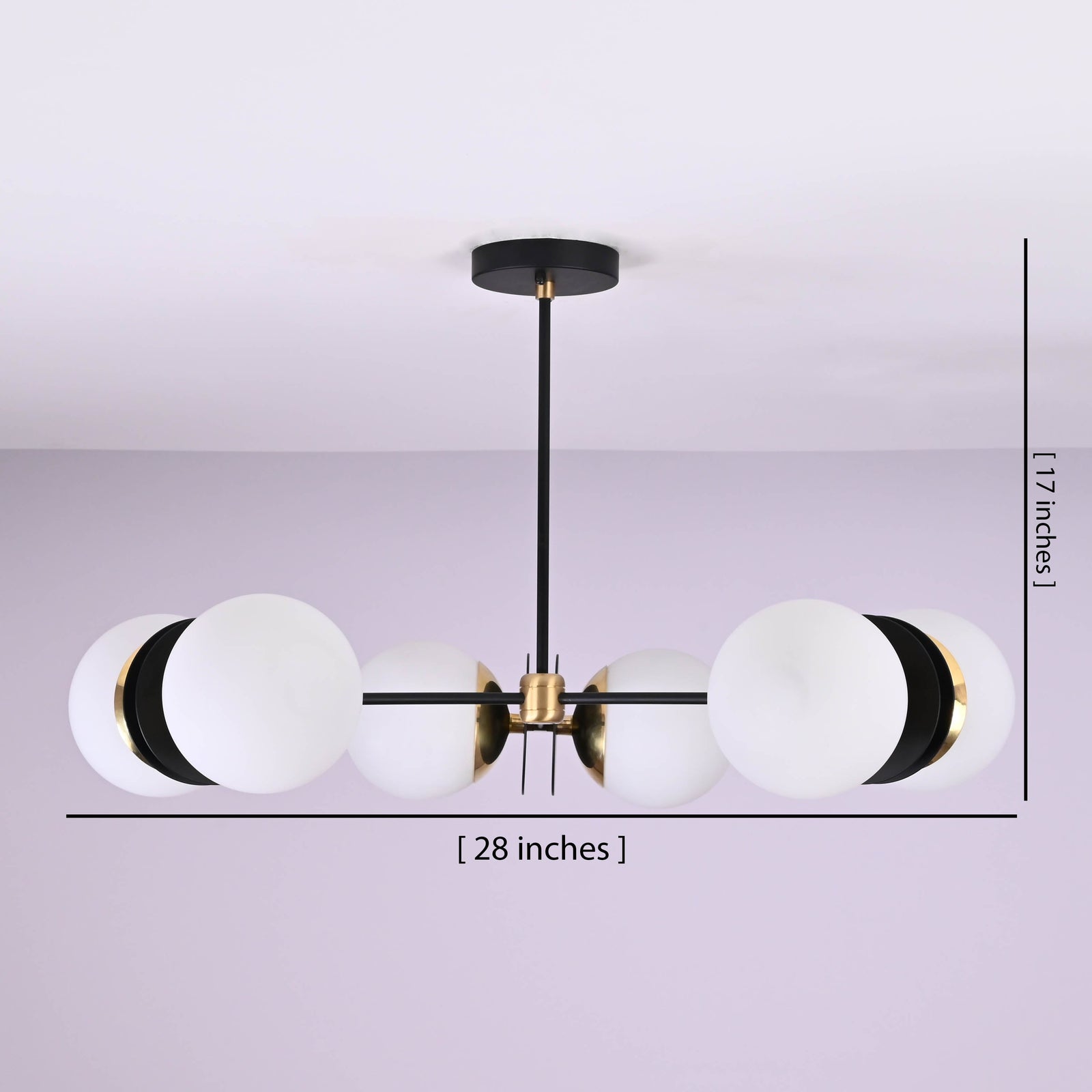 Size guide for Lisbon Halo Mid-century Chandelier - 6 Lights - 33123
