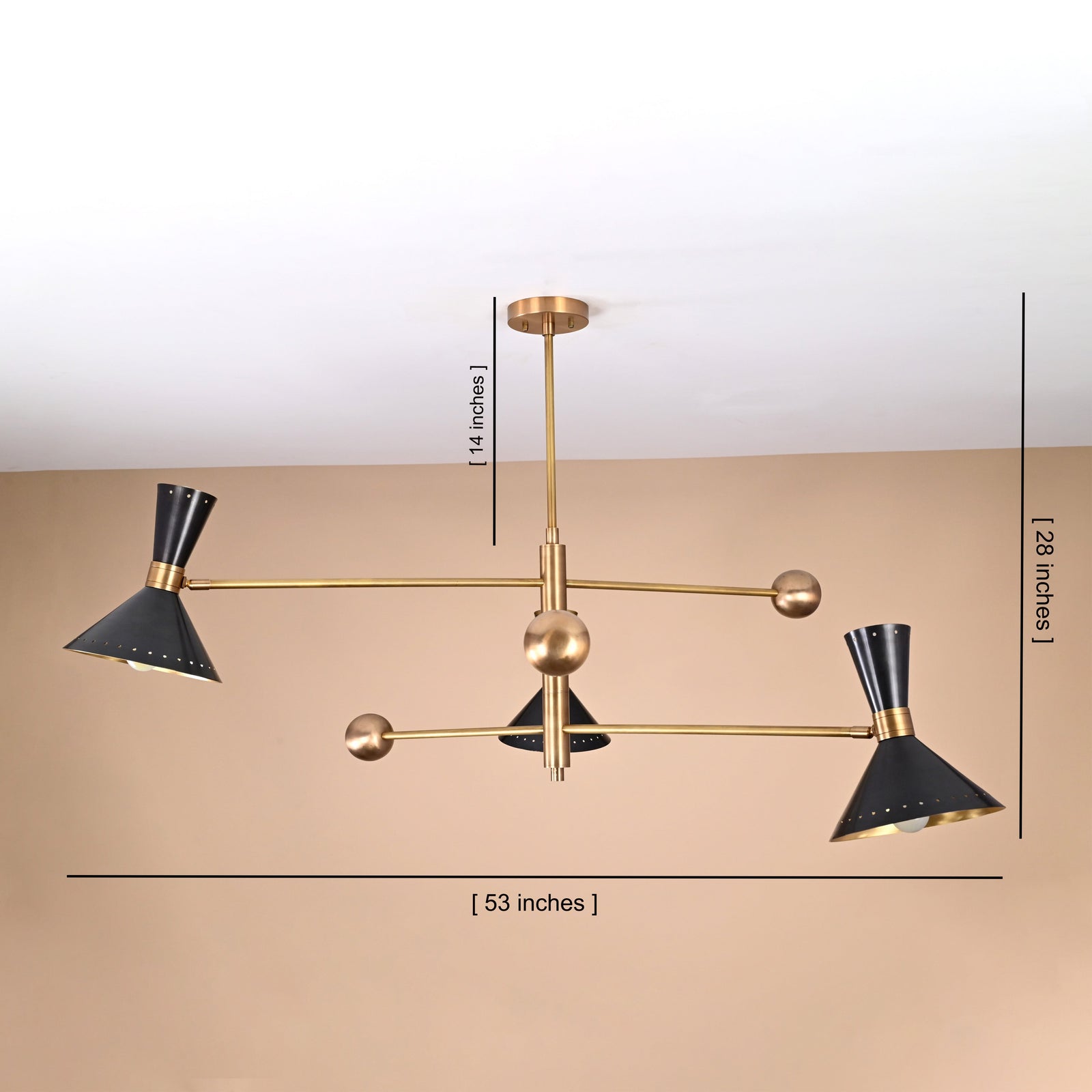 Size guide for Zurich Pivot - Diabolo Mid-century Chandelier - 6 Lights - 32446