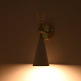 Copenhagen Cone Wall Sconce – White Enamel Shade With Brushed Brass Arm – Model 72207