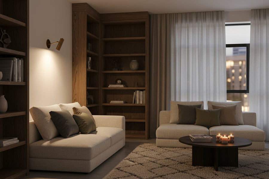Modern cylindrical brass wall light by Brass Leaf Studio with clean minimalist design and warm illumination