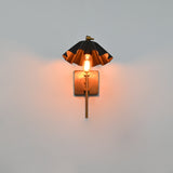 Verona Ruffled Wall Sconce – Matte Black Scalloped Shade With Brass Patina Arm 72255
