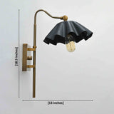 Verona Ruffled Wall Sconce – Matte Black Scalloped Shade With Brass Patina Arm 72255