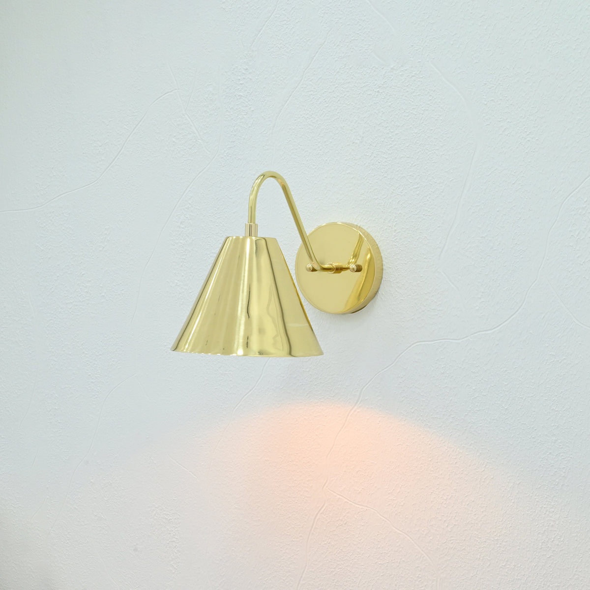 Venice Solid Brass Cone Wall Sconce – Curved Arm Reading Light 72262