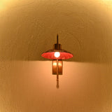 Monaco Sunflower Wall Sconce – Enamel Shade Brass Curved Arm Light 72265