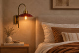 Monaco Sunflower Wall Sconce – Enamel Shade Brass Curved Arm Light 72265