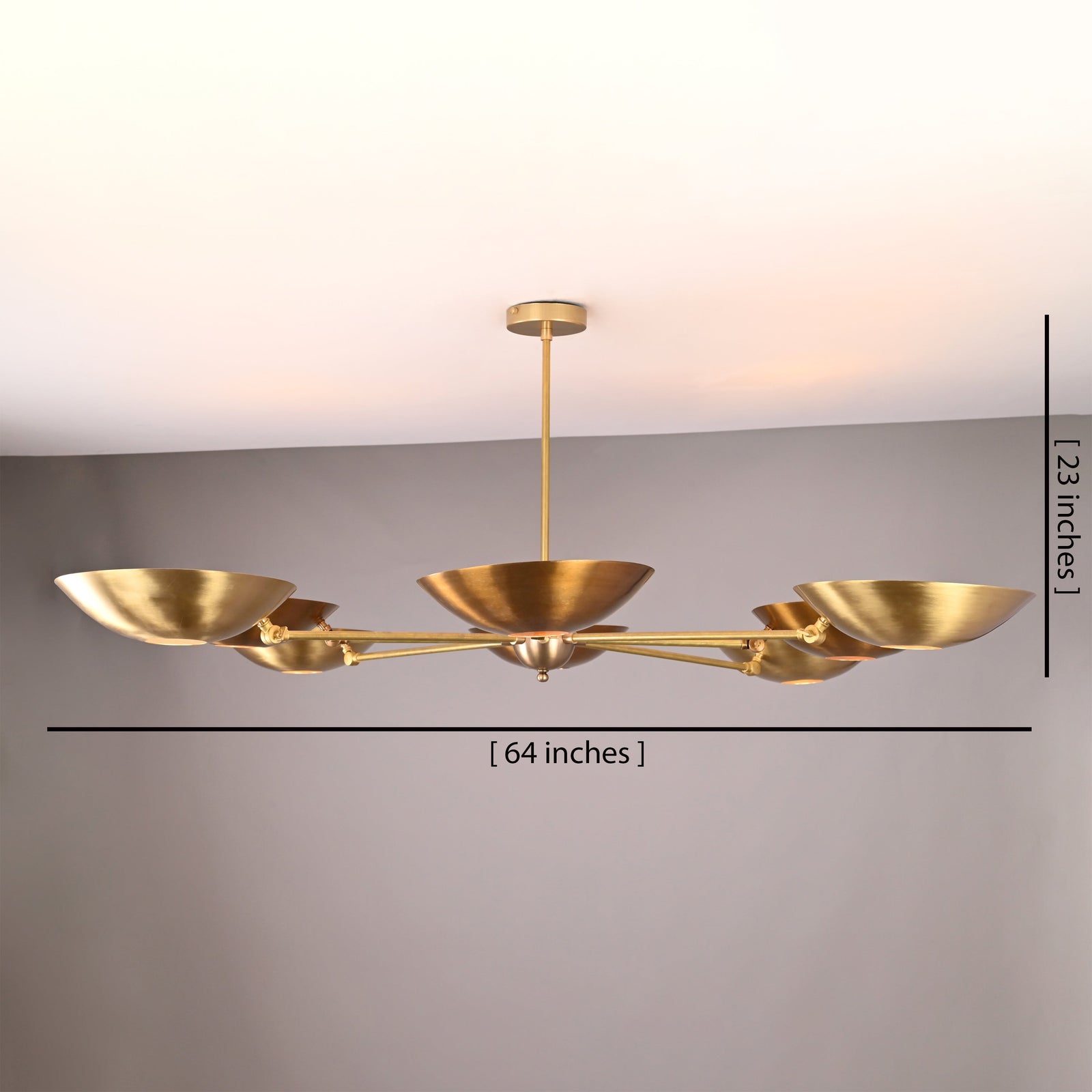 Size guide for Cairo Discus  -  Uplifting Brass Chandelier - 8 Lights - 32479