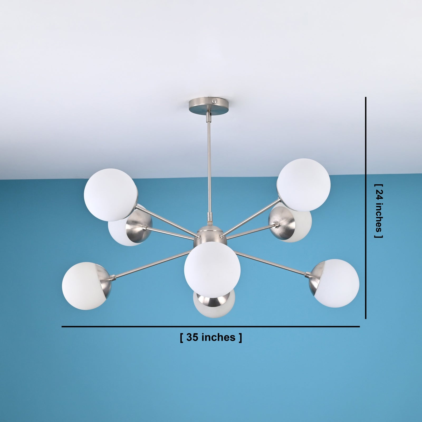Size guide for Copenhagen Nova - Pendant Chandelier - 8 Lights - 33109