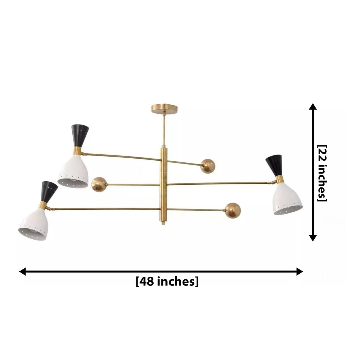 Size guide for Aspen Counterbalance Cone Chandelier – 6 Light – 48 Inch – Model 62180