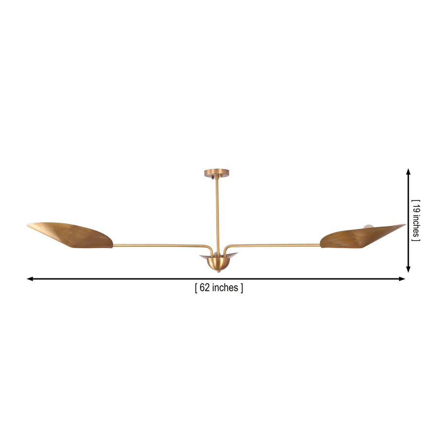 Aspen sculptural wing chandelier installed in a contemporary living room, providing warm ambient illumination with a striking modern architectural presence.