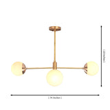 Astra 4 Globe Sputnik Chandelier dimension image showing 34 inch width and 23 inch height measurements