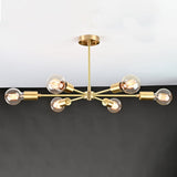 Athens Sputnik six-light semi-flush ceiling fixture with radial arms, exposed bulbs, and sleek modern profile.