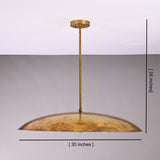 Aurelia Saucer Pendant Light shown with 30 inch width and 26 inch overall height dimensions.