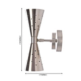 Aurora Modern Perforated Double Cone Wall Sconce dimensional illustration showing 12-inch height and 7-inch projection.