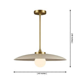 Dimension drawing of the Aurora Modern disc pendant chandelier showing a 40-inch diameter and adjustable 60-inch overall hanging height.