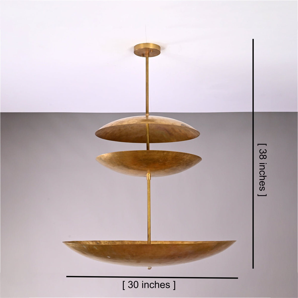 Size guide for Aurora Triple Saucer Chandelier – 8 Lights – 30 Inch – Model 32414