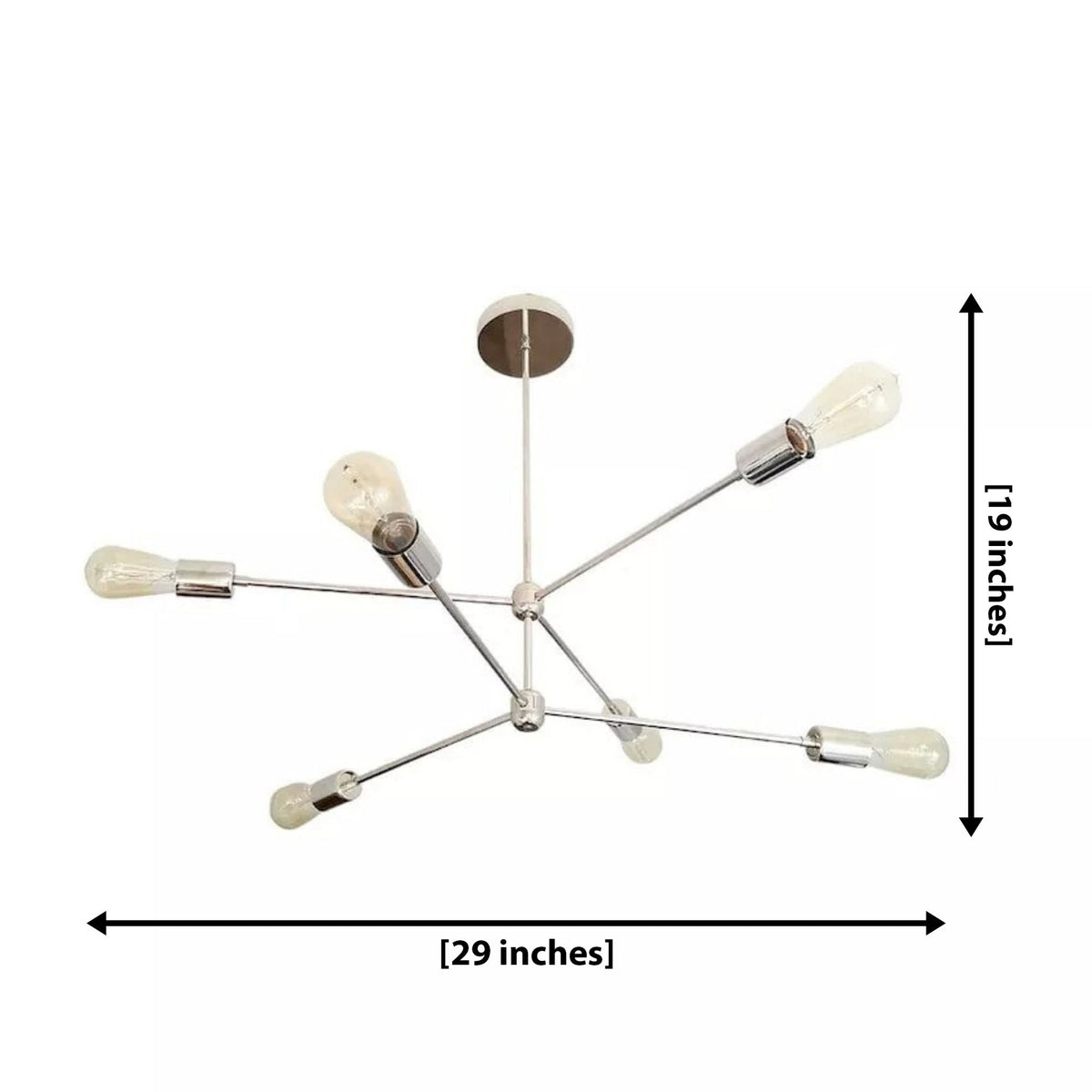 Size guide for Austin Sculptural Sputnik Chandelier – 6 Light – 29 Inch – Model 62188