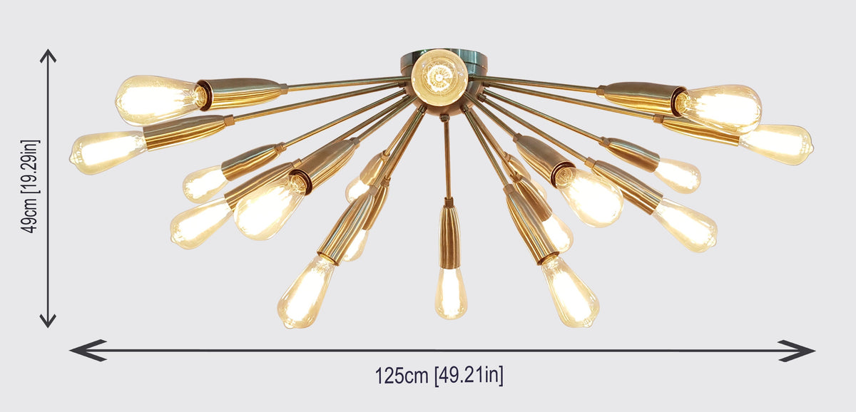 Paris Nova - Flush Mount Brass Chandelier - 18 Lights - 32131