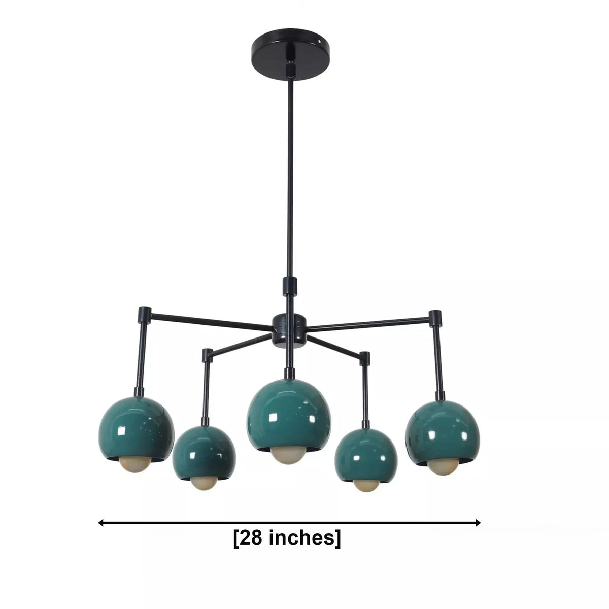 Size guide for Bath Teal Dome Chandelier – 5 Light – 28 Inch – Model 62112