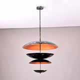 Modern black and copper layered brass chandelier hanging pendant, 38-inch height