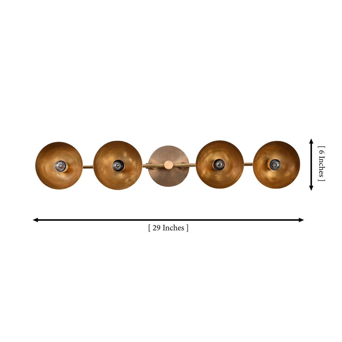 Capri Disc Linear Wall Light shown with 29 inch width and 6 inch height dimensions.