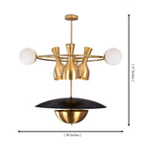 Capri Globe Disc Chandelier dimension image showing 30 inch width and 37 inch overall height.
