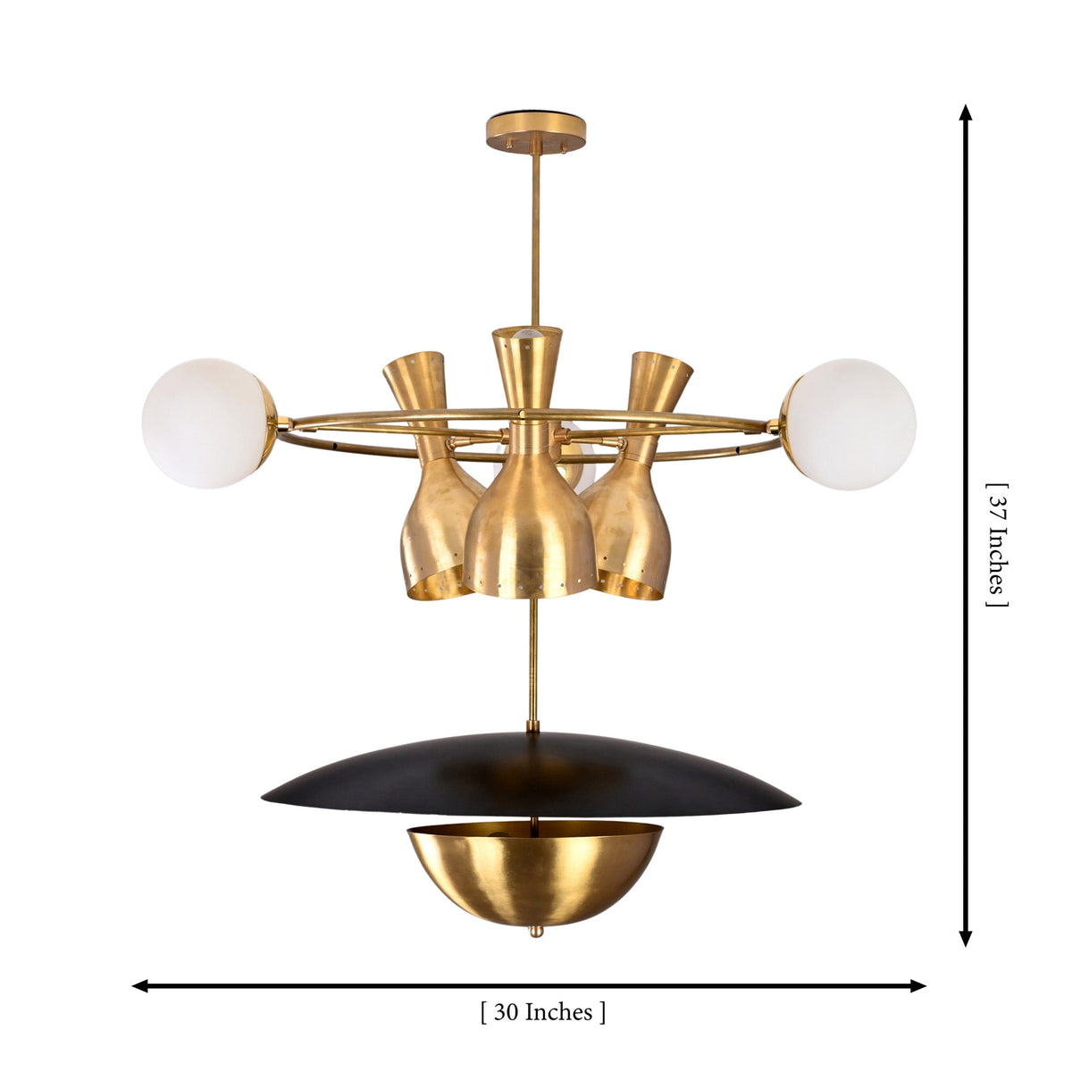 Size guide for Capri Globe Disc Chandelier – 12 Lights – 30 Inch – Model 32399