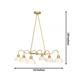 Casablanca 6 light white dome chandelier dimension view showing 32 inch width and 30 inch overall height.