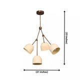 Charleston 4 light sculptural branch chandelier dimension view showing 21 inch width and 35 inch overall height.