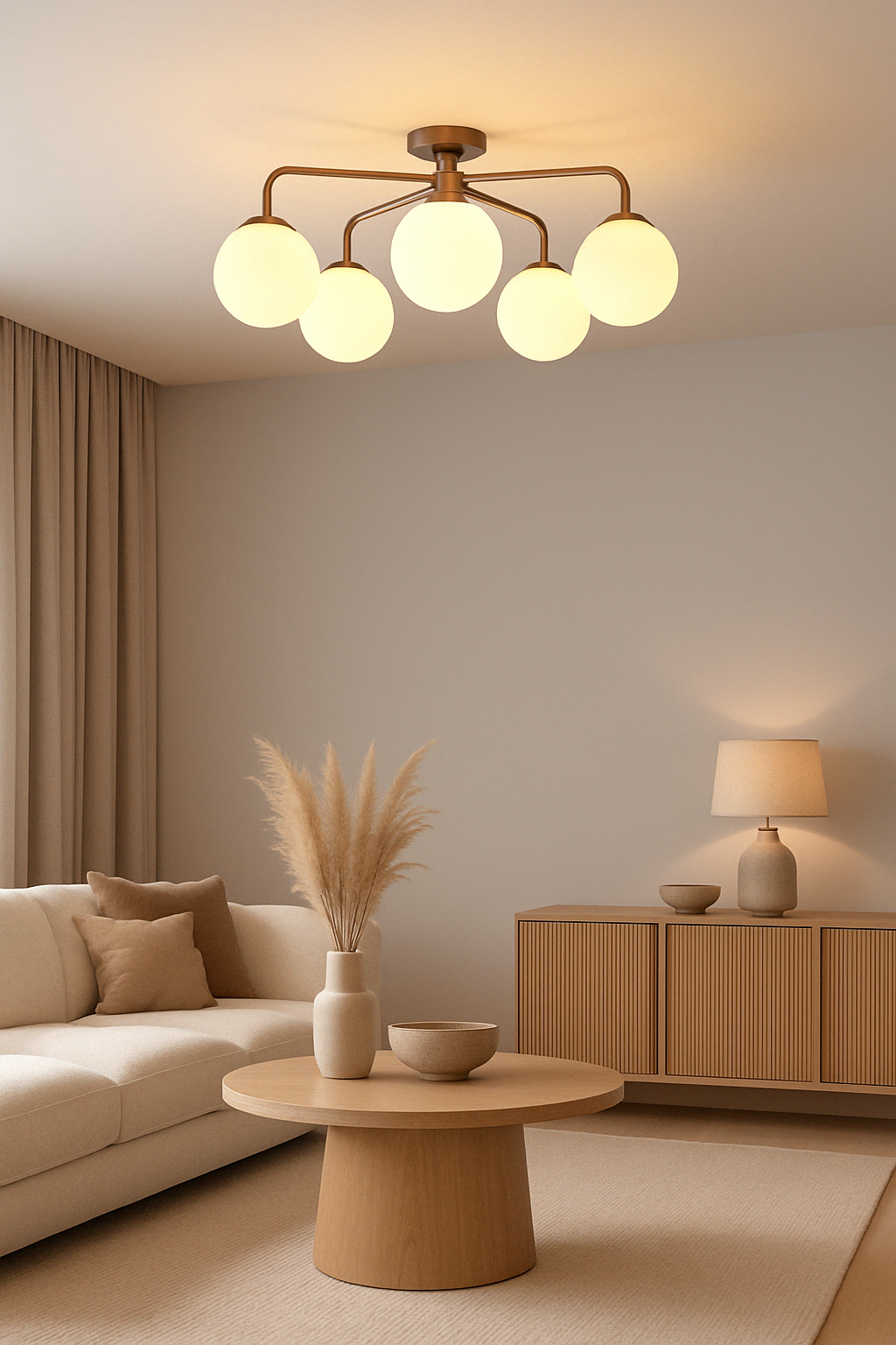Berlin Halo - Flush Mount Brass Chandelier - 7 Lights - 32467