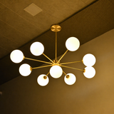 Mykonos 9-Light Glass Globe Sputnik Chandelier – Solid Brass Ceiling Fixture 33395
