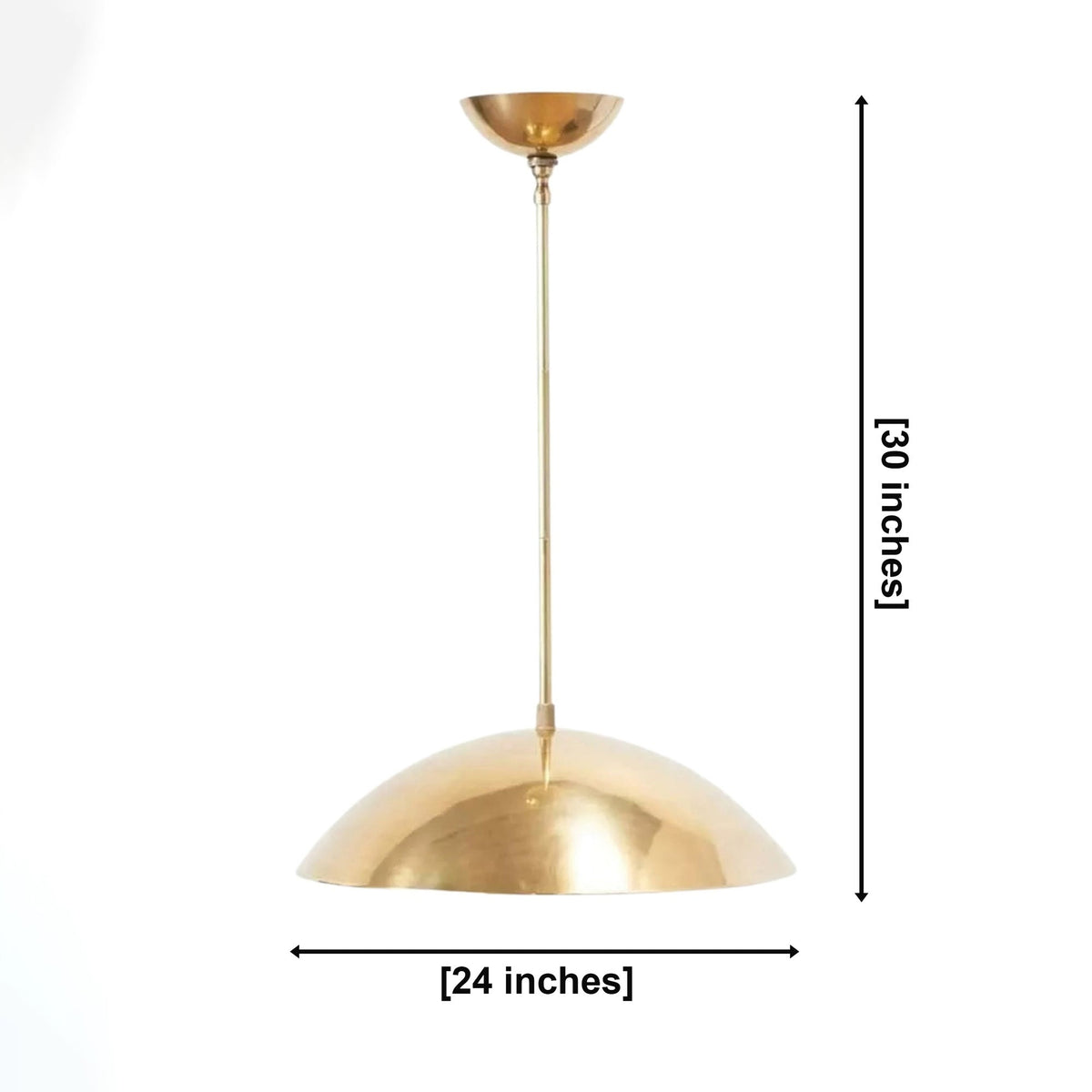 Size guide for Chelsea Brass Dome Pendant Chandelier – 1 Light – 24 Inch – Model 62117