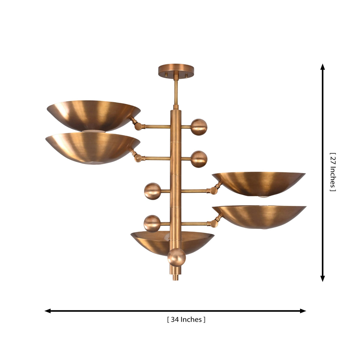 Size guide for Como Orbital Chandelier - 5 Lights - 34 Inch - Model 32361