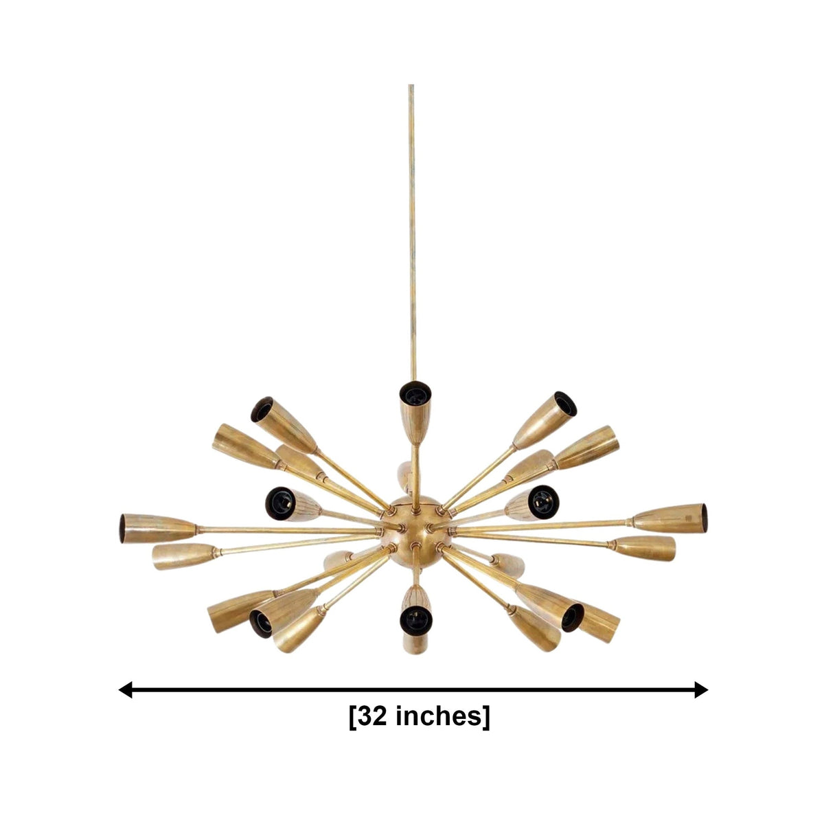 Size guide for Dijon Cone Arm Sputnik Chandelier – 24 Light – 32 Inch - Model 62129