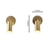 Milan adjustable antique brass cylinder wall sconce measuring 8 inches high with a 5-inch projection, featuring a handcrafted solid brass cylindrical spotlight.