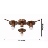 Granada 3 light sculptural disc chandelier dimension view showing 16 inch width and 8 inch overall height.