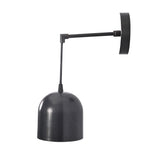 Side profile view of Harlow modern black dome wall sconce with slim horizontal arm and rounded dome shade.
