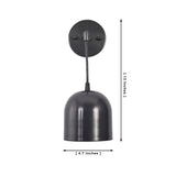 Front dimension view of Harlow modern black dome wall sconce showing 13-inch height and 4.7-inch dome shade.
