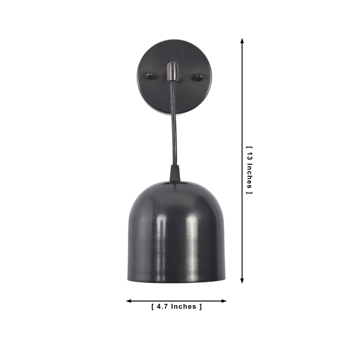 Size guide for Harlow Modern Black Dome Wall Sconce – Single Light – 13 Inch – Model 32796