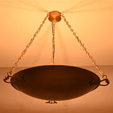 Warm ambient lighting view of the Hudson Artisan Bowl Chandelier creating soft indirect ceiling illumination with an elegant suspended bowl.