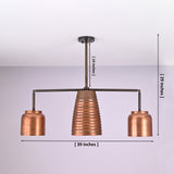 Dimension diagram of the Hudson Modern Linear Three Shade Chandelier showing 39-inch width, 29-inch overall height, and 14-inch suspension rod.