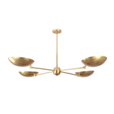 Front view of the Hudson Modern Quad Bowl Chandelier featuring four handcrafted adjustable bowl shades with a sleek Mid-Century Modern silhouette.
