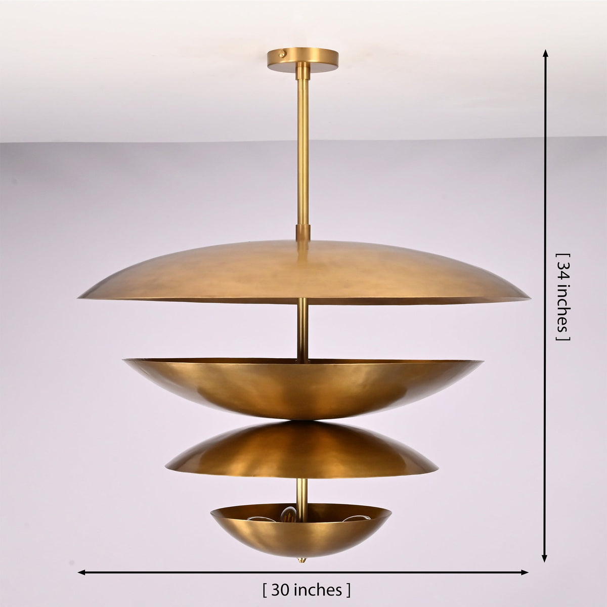 Size guide for Lior Modern Tiered Disc Chandelier – 8 Lights – 30 Inch – Model 33150