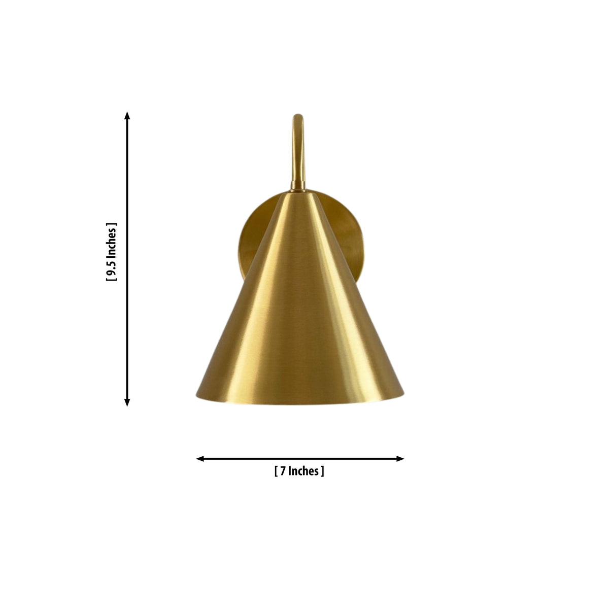 Size guide for Luna Modern Curved Cone Wall Sconce – 1 Light – 9.5 Inch – Model 32701