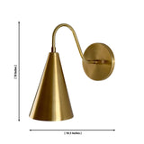 Dimension diagram of the Luna Modern Curved Cone Wall Sconce measuring 10 inches in height with a 10.5-inch projection.