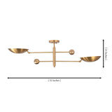 Dimension drawing of the Luna Modern Double Bowl Chandelier measuring 52 inches wide and 15 inches high